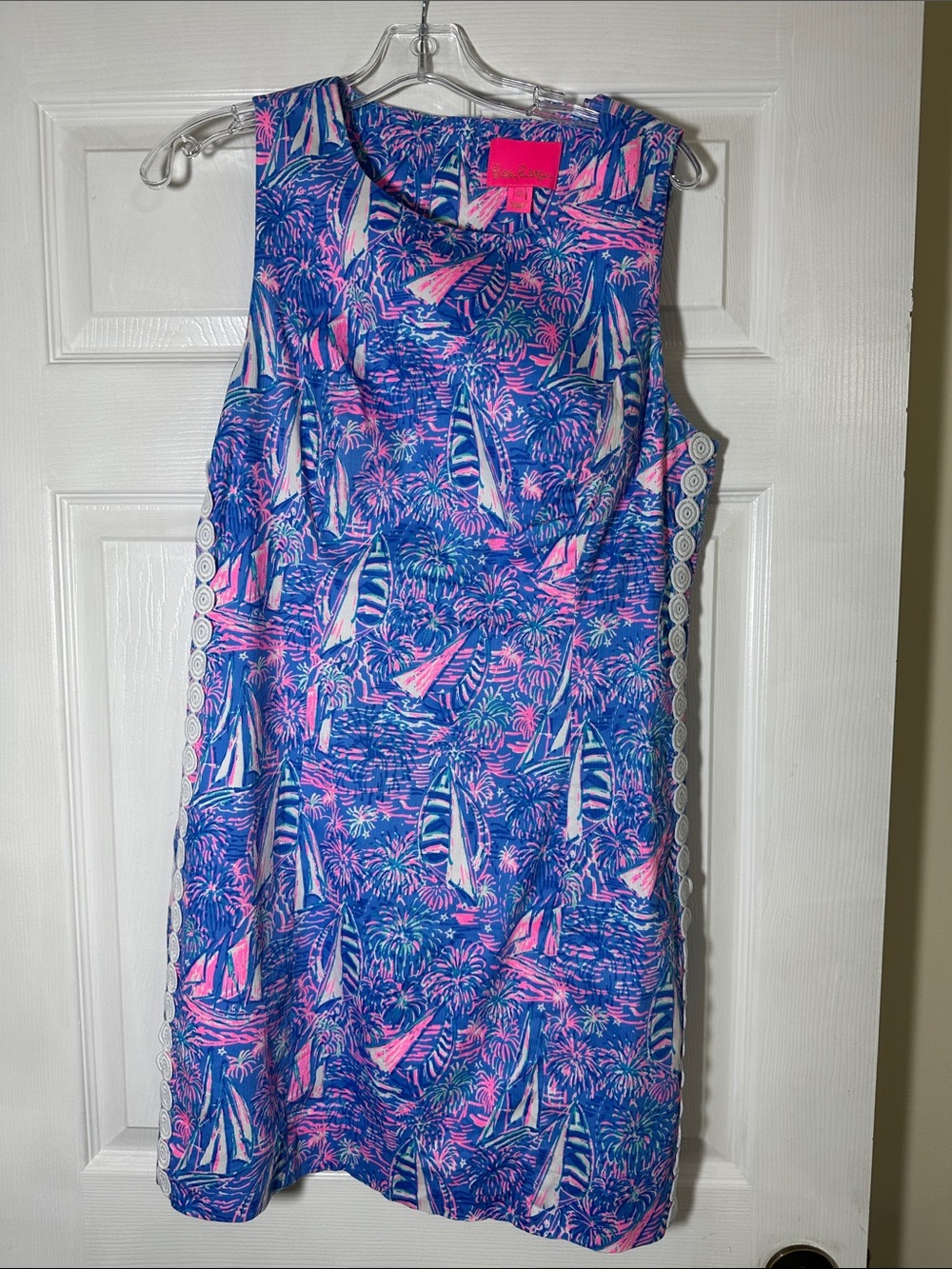 Lilly Pulitzer Sleeveless Sailboat Shift Dress - Blue & Pink